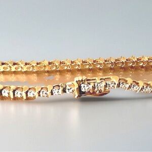 Elegant Solid 14 K Gold Marked Natural Sparkling 43 Diamonds Tennis Bracelet